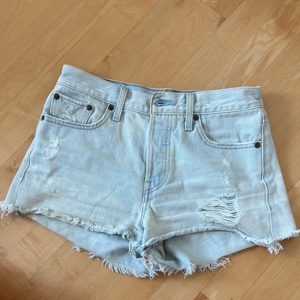 Levi's Light Blue Distressed Jean Shorts